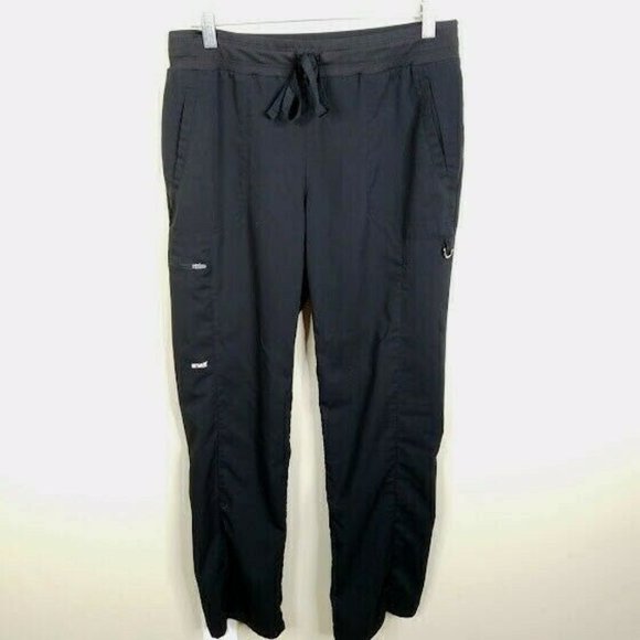 Greys Anatomy By Barco Womens Black Scrub Set Size Medium Stretch Top Pants - Picture 8 of 12
